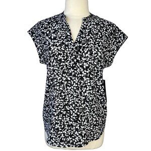 Cynthia Steffe Womens Shirt Blouse Black White Size Small New